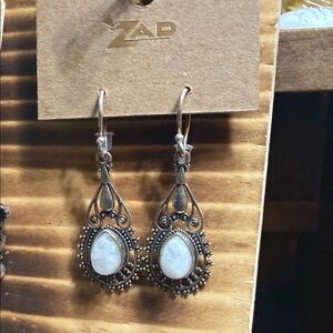 ZAD Silver Earrings with White Accents